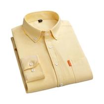 Camisa Oxford Branca Masculina 100% Algodão Manga Longa Com Colarinho Tradicional Ajuste Regular - NONE