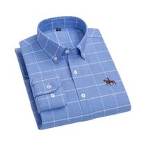 Camisa Oxford De Algodão Masculina De Manga Longa, Corte Regular, Casual, Formal, Blusa De Negócios