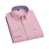 Camisa Oxford Masculina Plus Size (6XL-7XL) - Manga Comprida, Casual, Algodão, Listrada e Xadrez