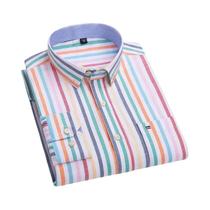 Camisa Oxford Masculina Plus Size 7xl 6xl Manga Comprida Casual Listra Macia Abotoada Xadrez Algodão