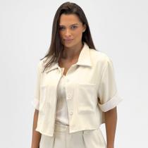 Camisa Pacific Blue Cropped Manga Curta Feminina