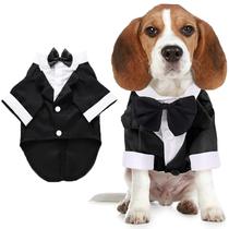 Camisa para cães Qidelong Wedding Suit Smoking para cães pequenos, preta Camisa para cães Qidelong Wedding Suit Smoking para cães pequenos, preta