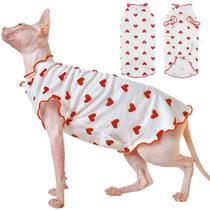 Camisa para gatos DENTRUN Heart Pattern Sphynx Hairless Cat Clothes