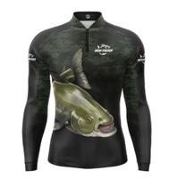 Camisa Pecador Tambaqui Pesqueiros Com Proteção Solar Manga Longa com Punho e Gola com Zíper Camisa Pecador Tambaqui Pesqueiros Com Proteção Solar Manga Longa com Punho e Gola com Zíper