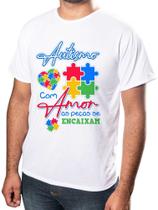 Camisa Personalizada Autismo Com Amor As Peças Se Encaixam Otímo Acabamento e Durabilidade - Reinart Personalizados