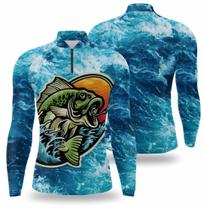 Camisa pesca Blusa com proteção UV fator 50 leve térmica e confortável na pescaria