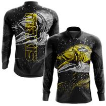 Camisa Pesca Peixe Dourado Punho Luva Dryfit Proteção Solar Camisa Pesca Peixe Dourado Punho Luva Dryfit Proteção Solar