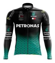 Camisa Petronas Manga Longa Esportes Ciclismo Dry Fit Mtb Bicicleta Ziper