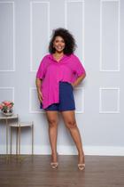 Camisa Pink Plus Size Manga Curta Camisa Pink Plus Size Manga Curta