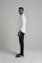 Camisa Piquet Slim Fit - Branco / Cinza