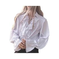 Camisa Pirata Gótica Masculina Renascimento Vintage Com Cadarço Blusa De Poeta Buccaneer Fantasia Camisa Pirata Gótica Masculina Renascimento Vintage Com Cadarço Blusa De Poeta Buccaneer Fantasia