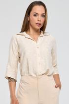 Camisa PKS Em Viscose Bordada Off White Camisa PKS Em Viscose Bordada Off White