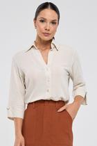 Camisa PKS Em Viscose Com Linho Off White Camisa PKS Em Viscose Com Linho Off White