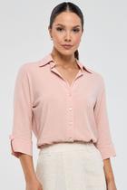 Camisa PKS Em Viscose Com Linho Rosê Camisa PKS Em Viscose Com Linho Rosê