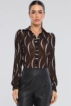 Camisa PKS Tule Manga Longa Estampa Stripe P&B Camisa PKS Tule Manga Longa Estampa Stripe P&B