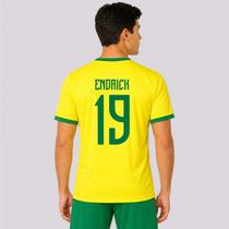 Camisa Placar Brasil Brasão Amarela 19 Endrick Camisa Placar Brasil Brasão Amarela 19 Endrick