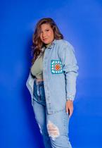 Camisa Plus Size Jeans Bordada