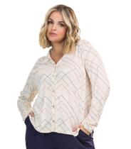 Camisa Plus Size Manga Longa Estampada Secret em Viscose Elastano