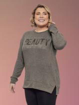 Camisa Plus Size Manga Longa Frio Outono Inverno Blusa Fofa Suéter Cardigan Elegante Luxo