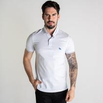 Camisa Polo Acostamento Elastano Frisos Branca Camisa Polo Acostamento Elastano Frisos Branca