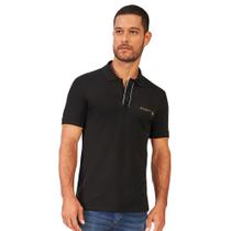 Camisa Polo Acostamento Maga Curta Piquet Duplo Preta