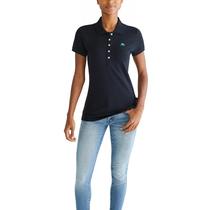 Camisa polo AEROPOSTALE Aero Solid A87 para mulheres - preto escuro Camisa polo AEROPOSTALE Aero Solid A87 para mulheres - preto escuro