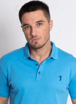Camisa Polo Aleatory Lisa Algodão Pima Azul Piscina Camisa Polo Aleatory Lisa Algodão Pima Azul Piscina