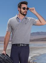 Camisa Polo Aleatory Lisa Mescla Cinza Camisa Polo Aleatory Lisa Mescla Cinza