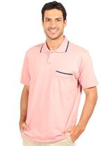 Camisa Polo Anistia Masculina Bolso Retilínea Algodão Rosa