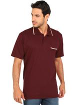 Camisa Polo Anistia Masculina Bolso Retilínea Algodão Vinho