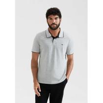 Camisa Polo Básica Masculina Em Piquet Com Bordado Cinza XG Hering
