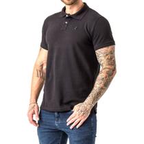Camisa Polo Básica Masculina Preta Fit Zune