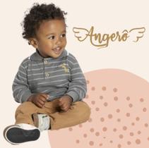 Camisa Pólo Bebê Masculino Manga Longa Malha Pienza Chumbo Angerô