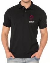 Camisa Polo Bordada Sistema Linux Debian - Tecido Piquet 50% Algodão 50% Poliéster