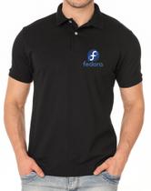 Camisa Polo Bordada Sistema Linux Fedora Masculina e Feminina