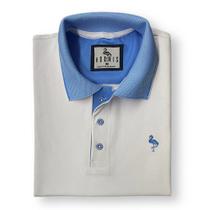 Camisa Polo Branca Azul Adonis