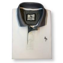 Camisa Polo Branca Cinza Algodão - Adonis