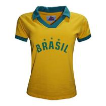 Camisa Polo Brasil Liga Retrô Feminina Amarela G Camisa Polo Brasil Liga Retrô Feminina Amarela G