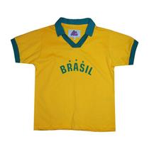 Camisa Polo Brasil Liga Retrô Infantil Amarela 12