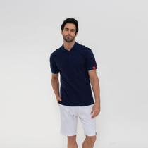 Camisa Polo C/ Elastano Botão Azul Camisa Polo C/ Elastano Botão Azul