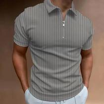 Camisa Polo Casual De Manga Curta Com Zíper De 1/4 Para Homens, Ajuste Regular De Verão