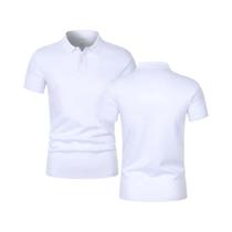 Camisa Polo Casual De Manga Curta Para Homens, Cor Sólida, Estilo Trendy, Respirável, Camiseta