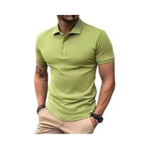 Camisa Polo Casual Masculina De Manga Curta Com Botões E Gola Reversível Respirável Moda Primavera