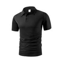 Camisa Polo Casual Masculina De Verão Respirável De Alta Qualidade Em Cor Sólida Com Manga Curta