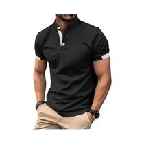 Camisa Polo Casual Slim Fit Masculina De Manga Curta Com Gola Alta Para Primavera E Verão, Estampa