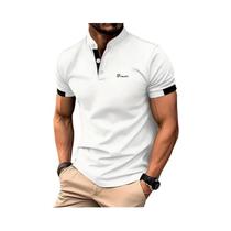 Camisa Polo Casual Slim Fit Masculina De Manga Curta Com Gola Alta Para Primavera E Verão, Estampa Camisa Polo Casual Slim Fit Masculina De Manga Curta Com Gola Alta Para Primavera E Verão, Estampa