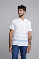 Camisa Polo com Bolso Comfort Piquet - Azul Hortencia / Branco