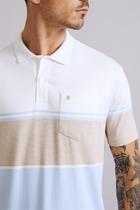 Camisa Polo com Bolso Malha Comfort - Branco / Azul Sky Camisa Polo com Bolso Malha Comfort - Branco / Azul Sky