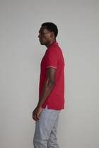 Camisa Polo com Zíper Piquet Slim Fit - Vermelho Rubi