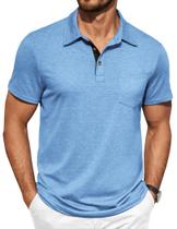 Camisa polo COOFANDY para homens de manga curta com botão xadrez